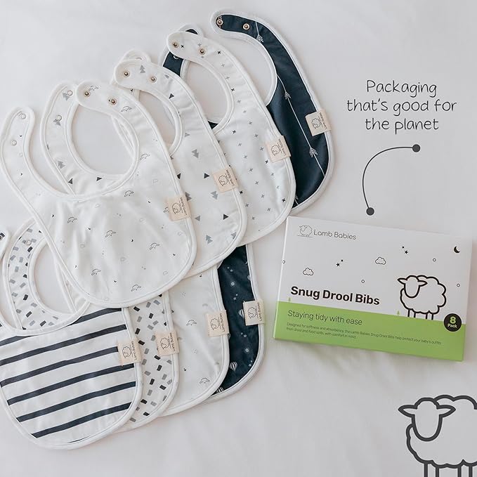 Snug Baby Drool Bibs, Absorbent, Lightweight, and Premium Cotton Baby Bibs for Drooling and Teething