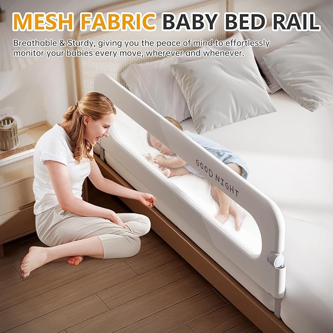 Foldable Toddler Bed Rails - Kids Guard Bumper for Crib Safe Bed Side Rail for Twin Queen King Full Size Beds（48inch）