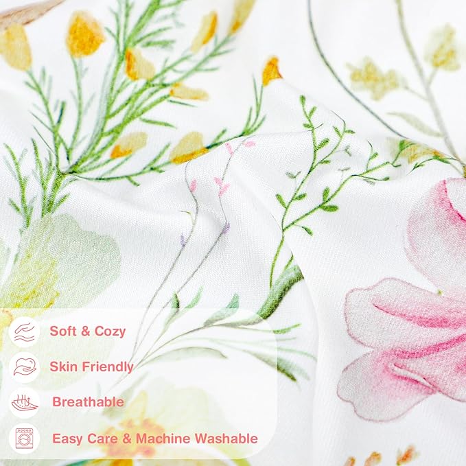 Nursing Pillow Cover, Breastfeeding Pillow Cover Case for Baby Girls Boys, Soft & Breathable, Colorful Flowers (Only Cover)