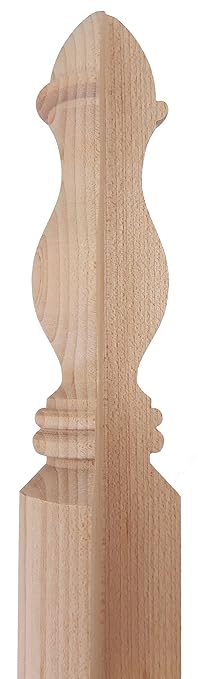 Highland Manor Wood Products Round Traditional Corner Guard Both Ends Turned - 42" Tall x 1 3/8" Wide 90 Degree Notch Unfinished Maple Wood Corner Protectors for Walls (1 Guard)