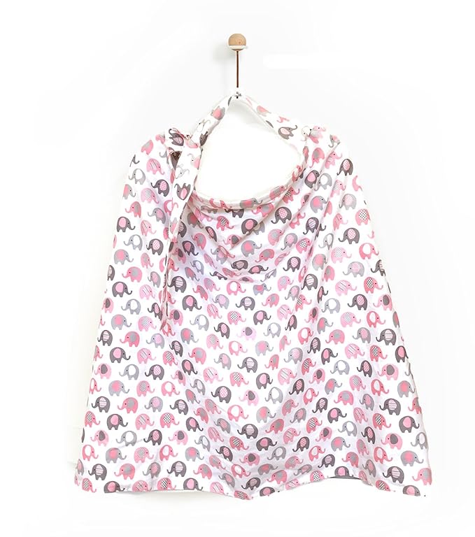 Vera Elephant 100% Breathable Cotton Nursing Cover (Petal Grey)