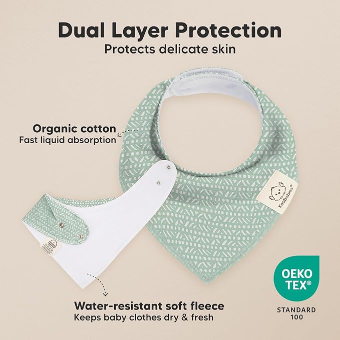 KeaBabies 8-Pack Organic Baby Bandana Bibs for Boys, Girls - Super Absorbent Triangle Baby Bibs for Drooling and Teething Infant, 100% Cotton Extra Soft for Newborn, Infant 0-36 Months (Nordic)