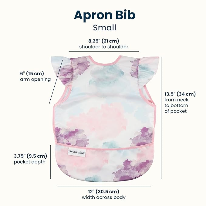Tiny Twinkle Mess Proof Baby Bib for Girls | Waterproof Toddler Bib for Eating | Baby Apron for Feeding | Machine Washable | Perfect Shower Gift (Cotton Candy, 6–24M)