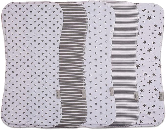 Maiwa 5 Pack Burp Cloths Baby Boy & Girl Soft Absorbent Burping Cloths for Babies, Newborn Spit Up Rags, Infant Towels, Unisex, Large 18.5" x 8.6" (Grey)