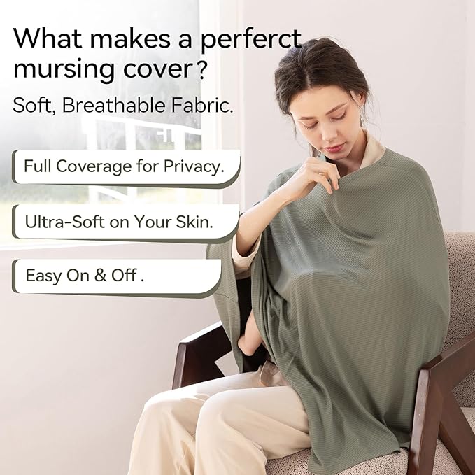 BubblePanda Rayon Made from Bamboo Nursing Cover for Baby Breastfeeding,360° Full Privacy Soft & Breathable Breastfeeding Covers Up for Women,Machine Washable Nursing Shawl,Stretchy Carseat Cover