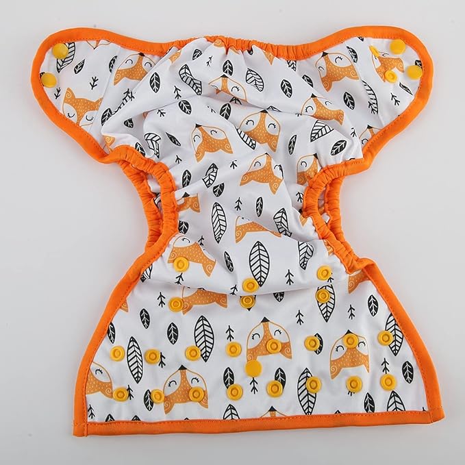 Baby Cloth Diaper Cover Nappy One Size 8lbs to 36lbs (Orange Foxes)