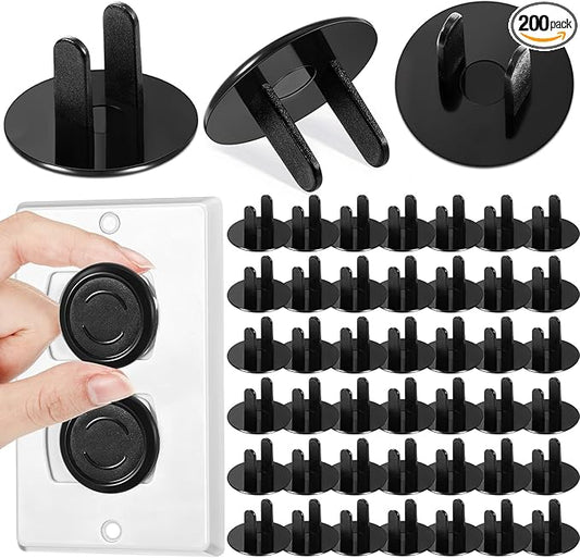 Thyle 200 Pcs Baby Proofing Outlet Covers Bulk Improved Grip Socket Guards for Child Safety Standard Universal Electrical Plug Protectors for Home Office Daycare (Black)