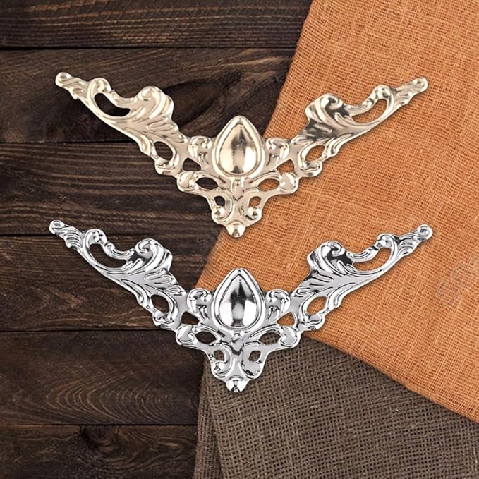 Hilitand 20pcs Antique Metal Corner Protectors - Decorative Corner For Book Furniture Dressers Jewelry Boxes (Silver White)