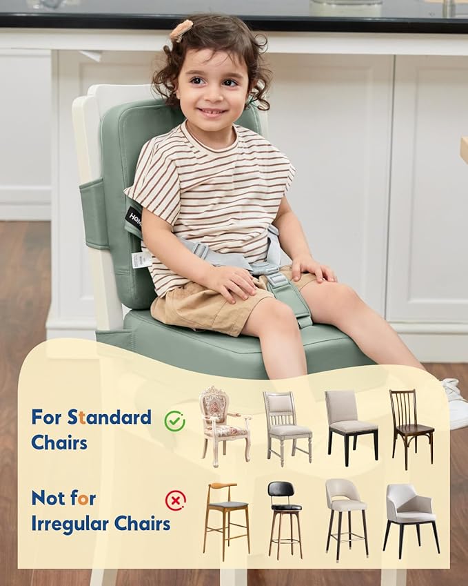 HOMEAL Booster Seat for Dining Table, Adjustable Kids Breathable Booster Seat for Kitchen (Sage)