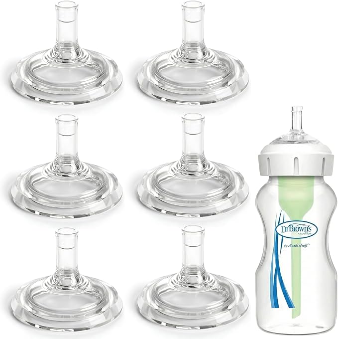 Sippy Straw Spout Replacements Compatible with Dr. Brown’s Wide-Neck Bottles, Ultra-Soft Silicone, Leak-Proof Transition Nipple with Cross-Cut Flow Control, BPA-Free Bottle to Cup Trainer, 9m+, 6-Pack