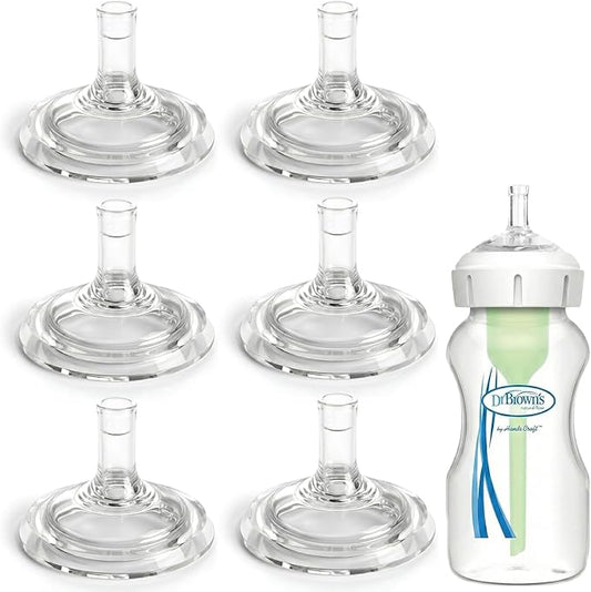 Sippy Straw Spout Replacements Compatible with Dr. Brown’s Wide-Neck Bottles, Ultra-Soft Silicone, Leak-Proof Transition Nipple with Cross-Cut Flow Control, BPA-Free Bottle to Cup Trainer, 9m+, 6-Pack