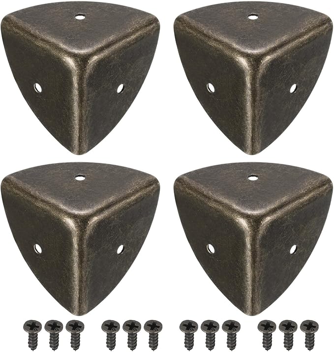 uxcell 40x40x40mm Metal Box Corner Protectors Edge Guard Bronze Tone 16pcs for Table Corners and Desk Corners