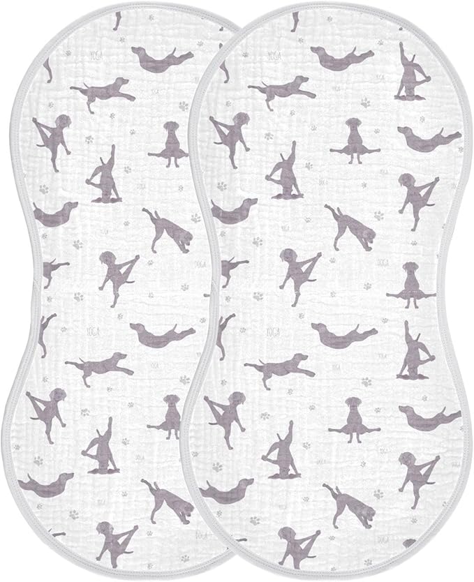Yoga Weimaraner Dog Pattern Muslin Burp Cloths for Baby 2 Pack Soft 100% Cotton Baby Washcloths Bibs for Boy Girl