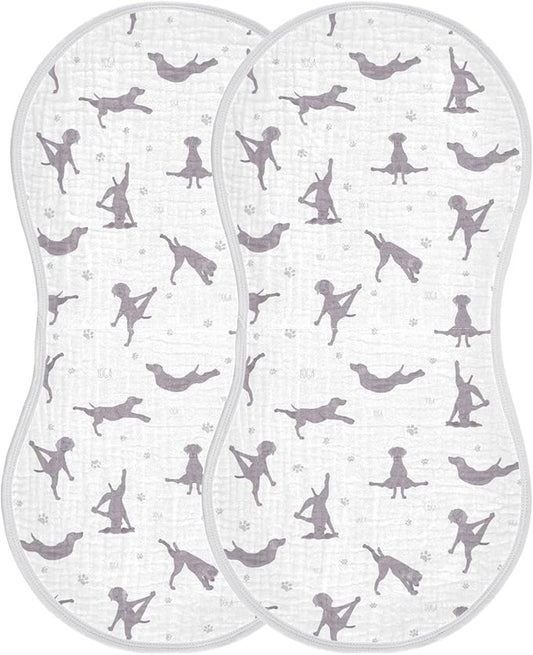Yoga Weimaraner Dog Pattern Muslin Burp Cloths for Baby 2 Pack Soft 100% Cotton Baby Washcloths Bibs for Boy Girl