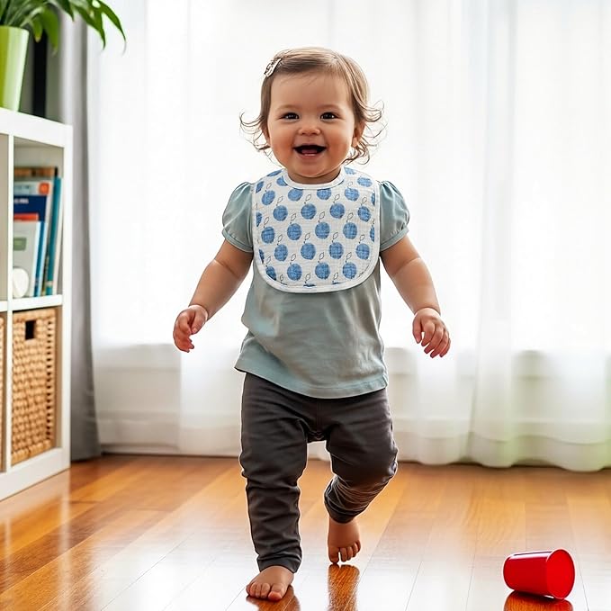 POIKSHARK 6-Pack Muslin Baby Bibs for Unisex Boys Girls, Cotton Baby Drool Bibs, Drooling and Teething Bibs for Infant