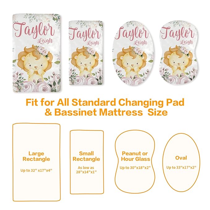 Custom Changing Pad Cover Set - Jersey Knit Comfy CozyUltra Soft Unisex Diaper Changing Table Covers with Personalized Name for Baby Boys Girls - Waterproof Ultra Soft 4 Pcs Set Style02