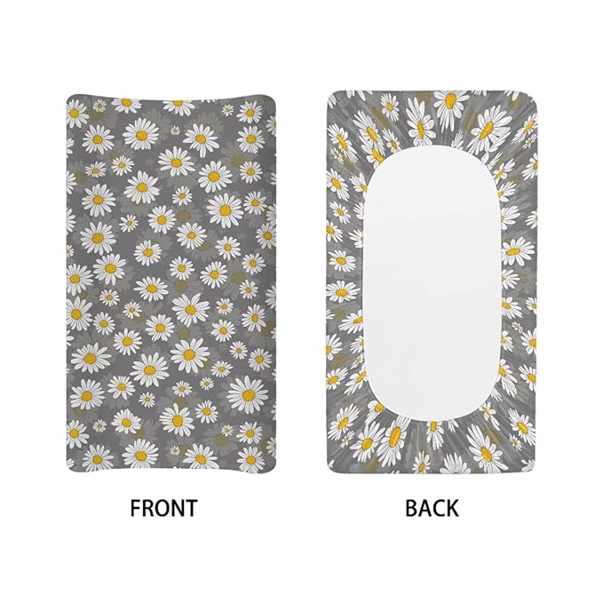 Daisy Diaper Change Table Covers Stretchy Changing Pad Cover for Baby Removable Diaper Pad Covers for Changing Table 16x32 Inch Gift for Friends
