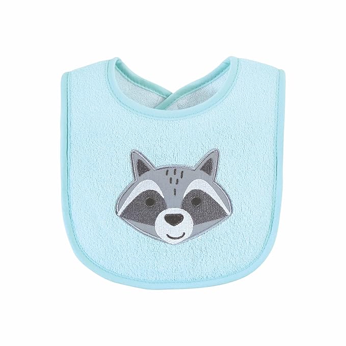 Hudson Baby Unisex Baby Cotton Terry Drooler Bibs with Fiber Filling, Boy Gray Woodland, One Size
