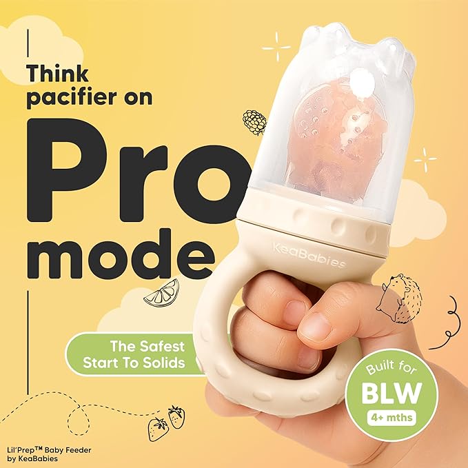 KeaBabies Baby Fruit Feeder 2pk - Silicone Baby Food Feeder for Babies 6-12 Months, Breast Milk Popsicle Teether, Weaning, Pacifier, Freeze Frozen Solid Food, Infant Feeding Essential (Mist Rose)