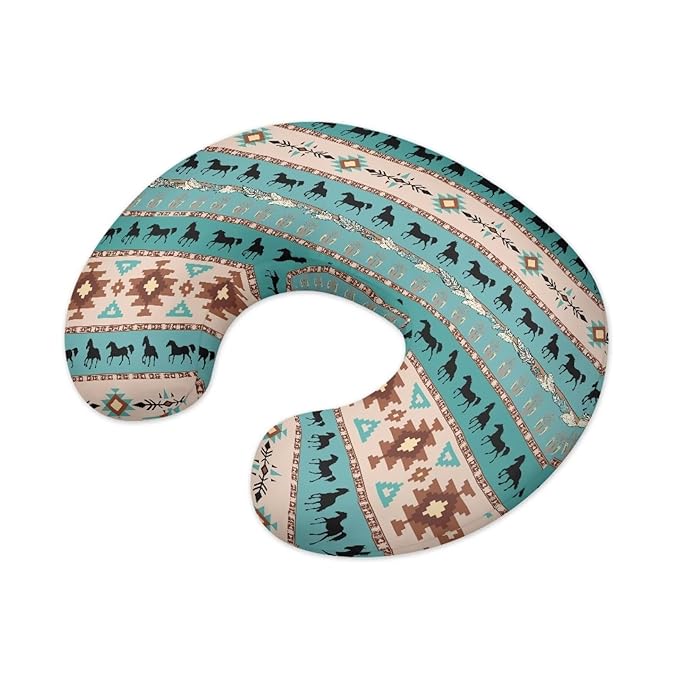 Aztec Boho Horse Nursing Pillow Cover for Baby Boys Breastfeeding Pillow Slipcover with Hidden Zipper Nursing Pillow Case for Newborn Girls Breast Feeding Pillowcases Green