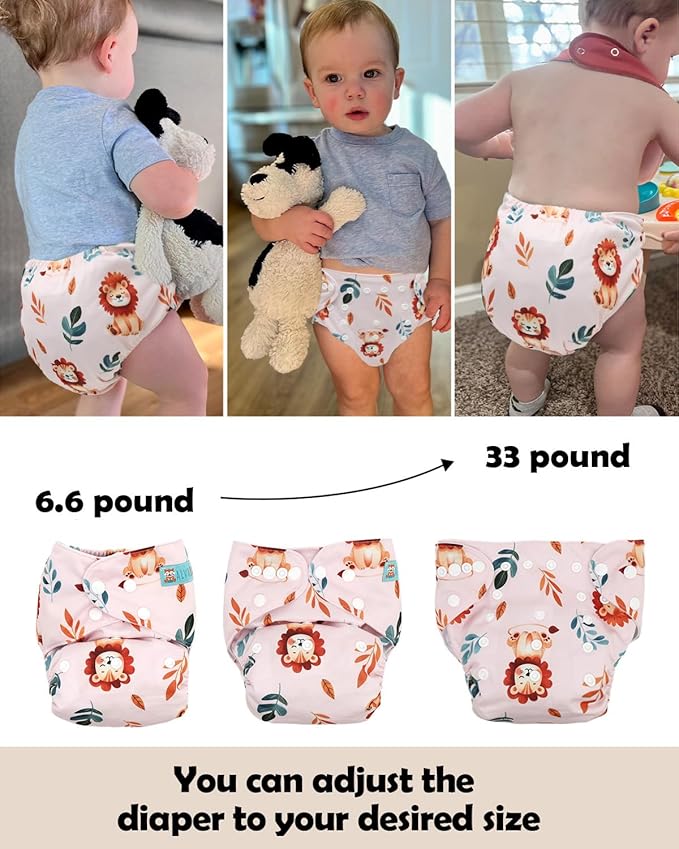 ALVABABY Cloth Diaper Covers 6pcs and 1 Wet Dry Bag, Washable Reusable Diaper Cover with Multi-Functional Bag, Shell for Prefold, Flat or Fitted Cloth Diaper Inserts 6NKZ10