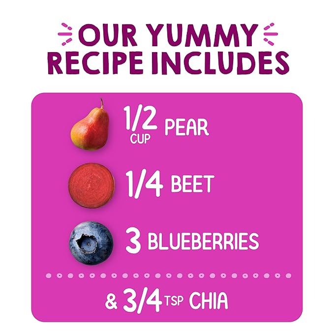 HAPPYTOT Organics Stage 4 Baby Food Pouches, Gluten Free, Vegan Snack, SuperFoods Fruit & Veggie Puree, Pears, Blueberries, Beets & Chia, 4.22 Ounce (Pack of 16)