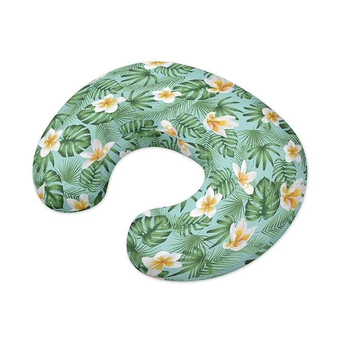 Flower Leaves Nursing Pillow Cover for Infant, Lightweight Neutral Breastfeeding Pillow Slipcover with Hidden Zipper, Removable Pillow Cover for Infant Snug