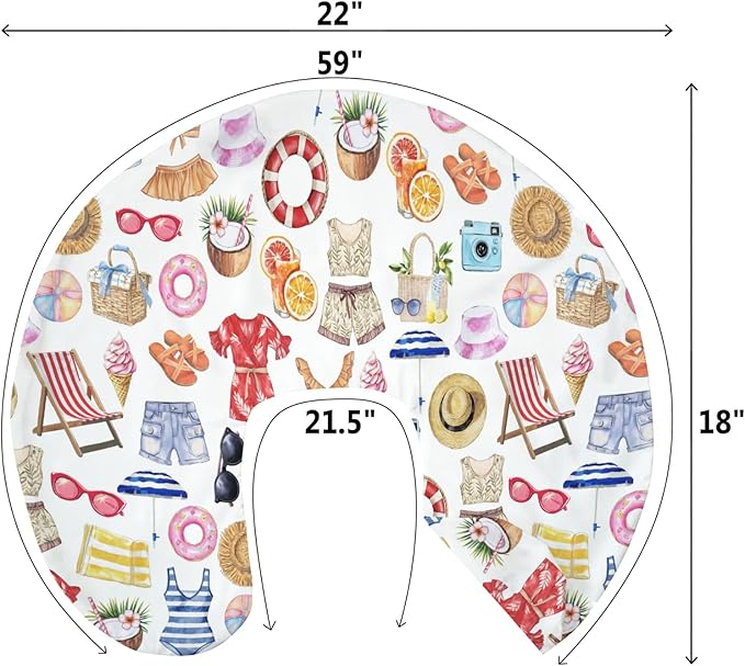 Watercolor Girl Beach Days Baby Nursing Pillow Covers for Boy Girl Summer Seaside Nursing Pillow Slipcovers for Breastfeeding Pillows Beach Vacation Holiday Soft Stretchy Cover for Newborn Infant