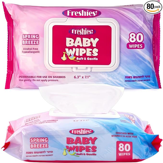 Ultimate White Baby Wipes Freshies with Lids - (Pack of 80) - Luxurious Softness Design - Perfect for Sensitive Skin & All Ages