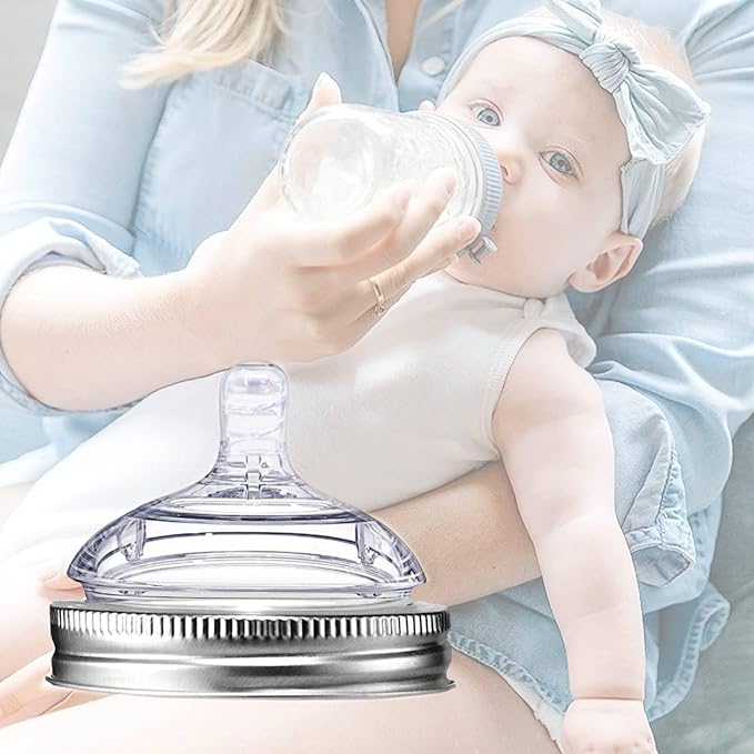 YeeBeny Mason Jar Bottle Nipples, Pacifier Mason Can Lid BPA Free Baby Bottles Nipples Lid Suitable for 7cm Mason jar, Turn Any Mason Jar into a Baby Bottle