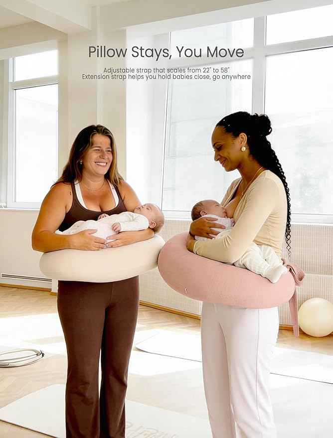 lulumoon Muslin Nursing Pillow Covers - 2-Pack Cotton Slipcovers for Breastfeeding Pillow - Extended Adjustable Strap for Secure Fit & Stable Support - Hidden Zipper Safety for Bottle-Feeding