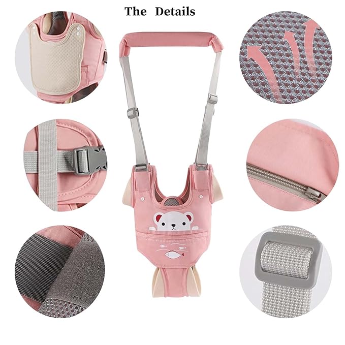 KIYUMI Baby Walking Harness Adjustable Handheld Kids Walker Helper Assistant Belt for Learning Walk Trainer Tool Walking Wing,Pink