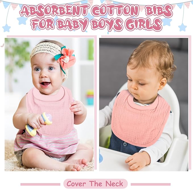 Twistover Newborn Bibs Feeding Bibs for Drooling and Teething Comfy Neck Baby Bib with Padded Absorbent Collar