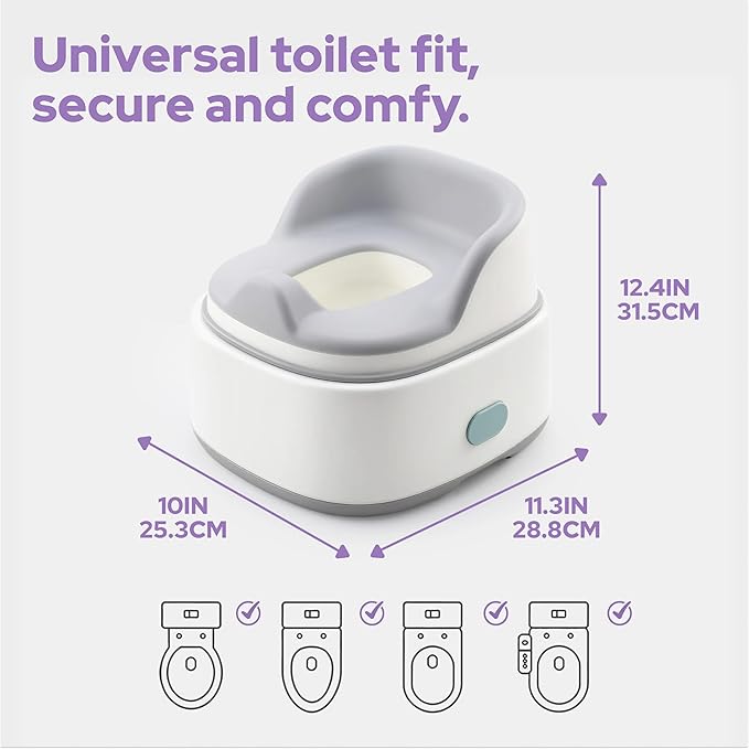 lalalark 3-in-1 Toddler Potty Training Toilet, Baby Potty Training Seat & Step Stool with Seamless TPE Seat, Extended Splash Guard, Easy-Clean Non-Absorbent Chair Toilet Trainer for Home Travels