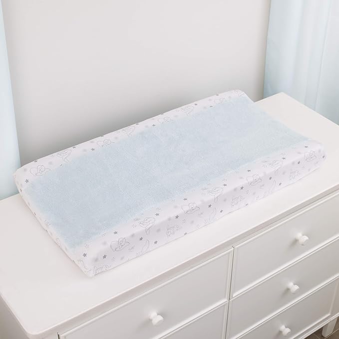Disney Dumbo - Shine Bright Little Sta Aqua, Grey and White Super Soft Changing Pad Cover