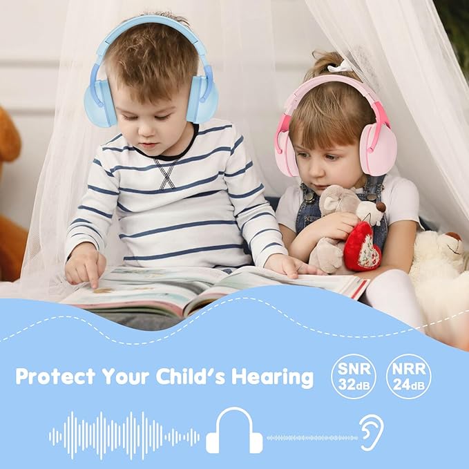 ProCase 2 Pack Noise Cancelling Headphones for Kids, Kids Ear Protection for Monster Jam Truck, Hearing Protection Noise Reduction Earmuffs for Sensory Autism Toddler Children -Pink & Skyblue