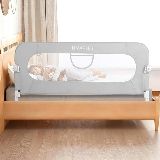 Bed Rail for Toddlers,Swing Down Kids Bed Rails Guard for Twin,Full,Queen,Bunk Size Bed,Extra Tall Child Bed Rail Guard with Reinforced Anchor Safety System,40" L x 31" H,Grey
