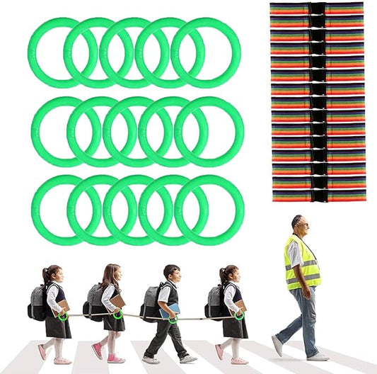 Walking Rope for Preschool - 12-Ring with Detachable Safety Line | Walking Line with Handle - Ease Teachers' Workload Efficiently| Safe Lineup & Play & Educational Aids
