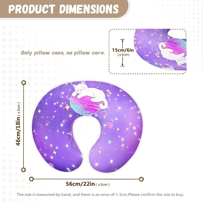 Purple Cat Nursing Pillow Cover for Feeding Pillow U-Shaped Breastfeeding Pillow Cover Hidden Zipper Design Soft and Skin-Friendly