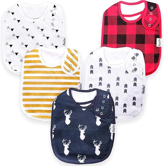 KiddyStar Drool Bibs for Babies – Organic, Unisex, Soft Absorbent Teething Bibs with Adjustable Snaps