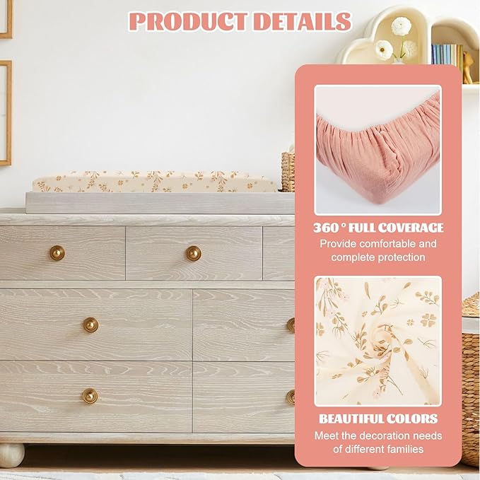 2 Pcs Changing Pad Cover, Soft Changing Pad Sheets, Changing Table Pad Cover, Cotton Fitted Diaper Changing Table Cover Set, Baby Diaper Change Table Pad Covers, 32x16x3.15in (Style 1)