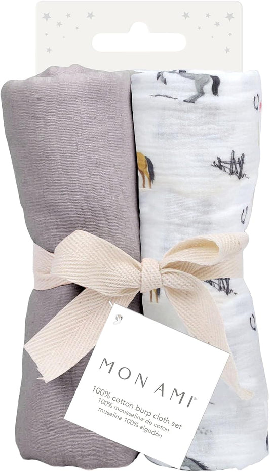 MON AMI Muslin Burp Cloths for Baby – 100% Cotton Burping Cloths for Babies, Extra Absorbent, Ultra-Soft, Baby Essentials