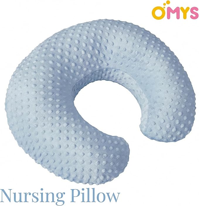Nursing Pillow, Breastfeeding Pillows with Removable Cover for Mom with Breathable Filling, Ergonomic Baby Feeding Essentials for Bottle and Breastfeeding (Blue)