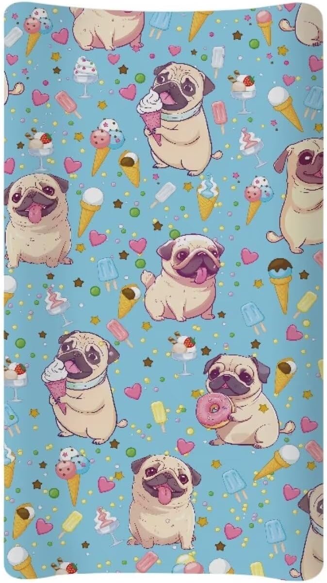 Dog Changing Pad Cover Waterproof Soft Diaper Changing Mat Cover for Baby Stretchy Lightweight Universal Tray Table Mat Fit 32"x16" Contoured Pad