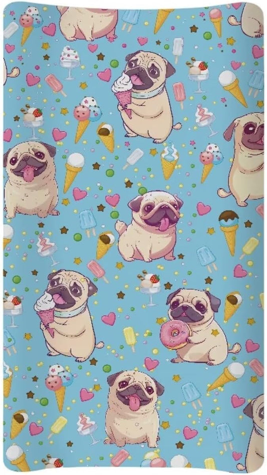 Dog Changing Pad Cover Waterproof Soft Diaper Changing Mat Cover for Baby Stretchy Lightweight Universal Tray Table Mat Fit 32"x16" Contoured Pad