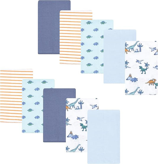 Luvable Friends Hudson Baby Flannel Burp Cloths 10pk, Dino Garden