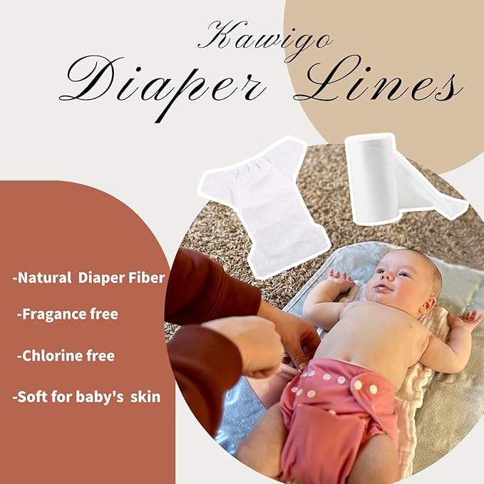Diaper Liners Kawigo Cloth Diaper Liner for Baby Cloth Diaper Natural Soft Rayon Made from Bamboo 400 Sheets 11.8 x 7.1in Unscented Fragrance Free Chlorine Free