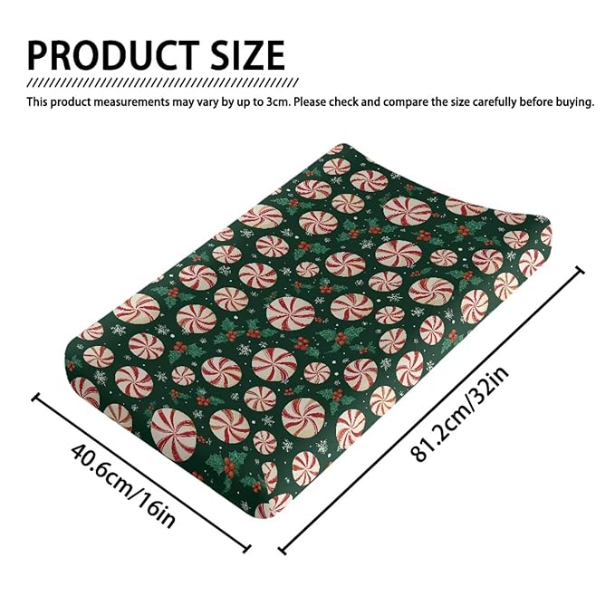 Christmas Candy Changing Pad Cover for Baby Soft and Comfy Diaper Change Table Covers with Elastic Edge Easy to Install Changing Mat Sheet for All Season Gift for Friends