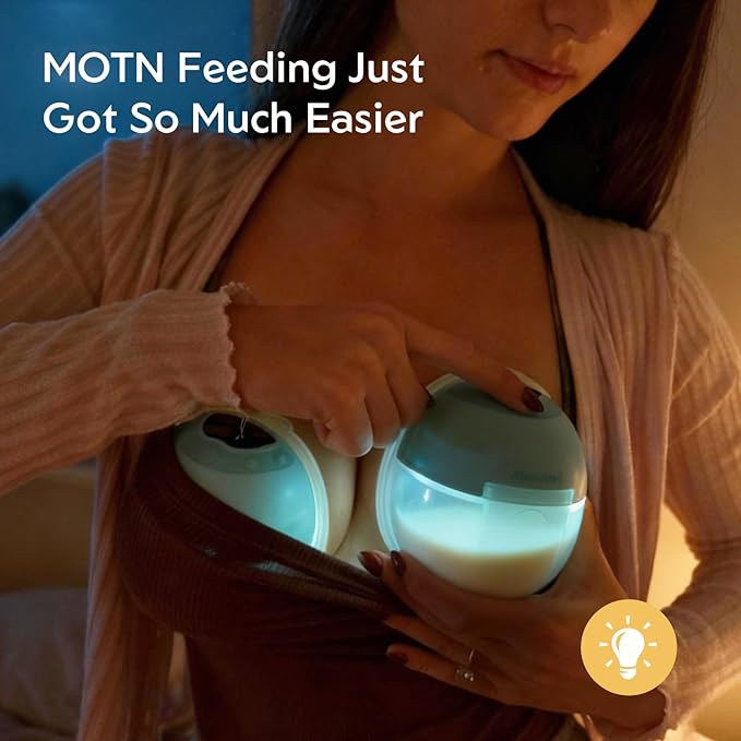 MomMed S33 Wearable Breast Pump with Case, Ultra-Quiet in-Bra Pump for Work & Night, One-Tap Pause, Night Light, Leakproof, 4 Modes 9 Levels, 17/19/21mm Inserts (Green, Double Pro (with Case))