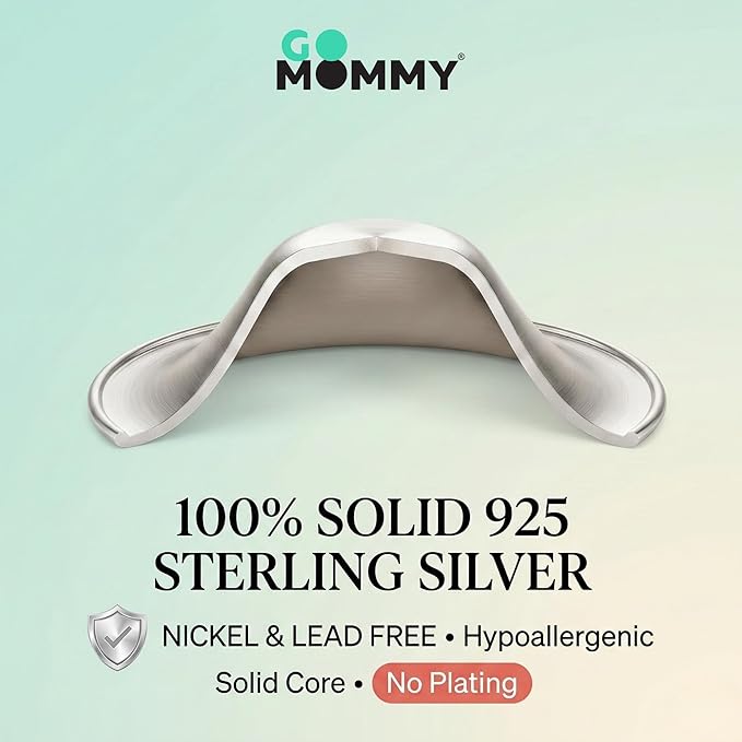 Go Mommy Solid 925 Sterling Silver Nursing Cups XL — Nipple Covers for Breastfeeding, Nipple Shields for Nursing Newborn, Nickel-Free Breastfeeding Essentials